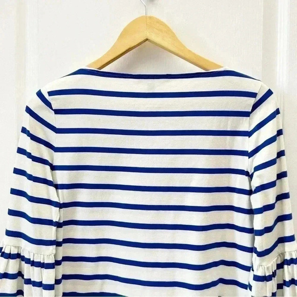 Banana Republic Bell Sleeve Top Supima Cotton Stripes White & Blue XS - Picture 8 of 16